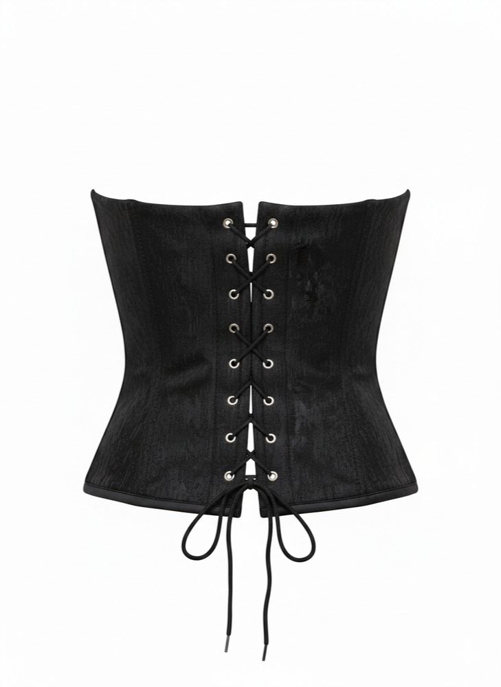 تاپ زنانه اسپرت دکلته با جلو ساده و پشت طرحدار، پشت کار پانچ فلزی قابل تنظیم